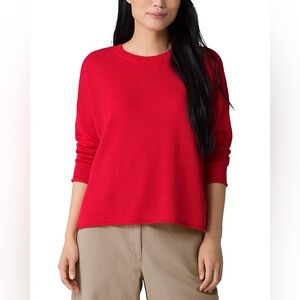 Eileen Fisher red linen cotton cord crewneck sweater